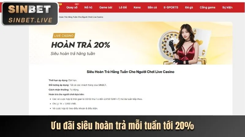 Ưu đãi hoàn trả ev88